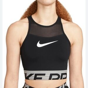 Nike Pro Dri Fit Cropped Graphic Shirt Mesh Detail Black Size Small Size Women’s